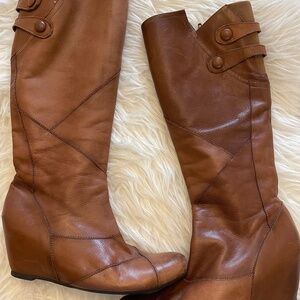 Miz Moo 7.5 Brown soft leather mid-rise calf boot